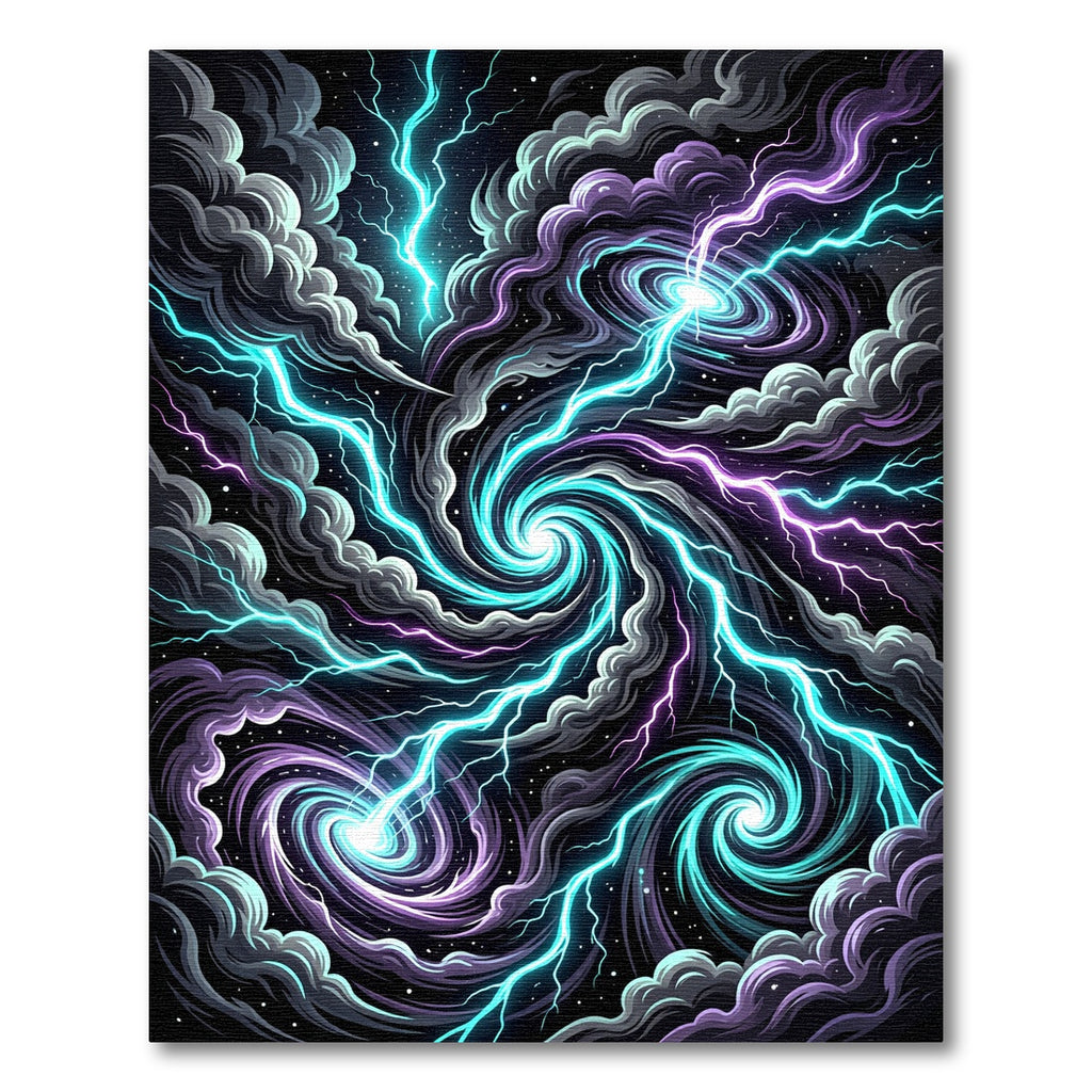 Electric Nebula Swirls and Lightning Storm Rug