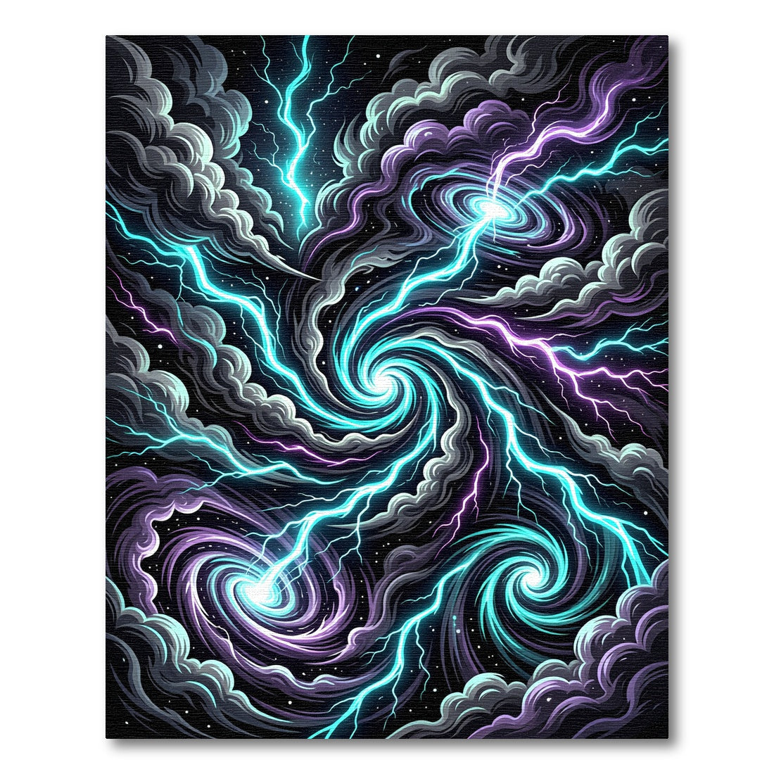 Electric Nebula Swirls and Lightning Storm Rug