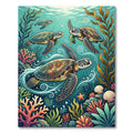 Vibrant Sea Turtle Aquatic Reef Coral Rug