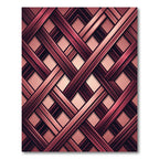 Crimson Interlocking Lattice Geometric Abstract Rug