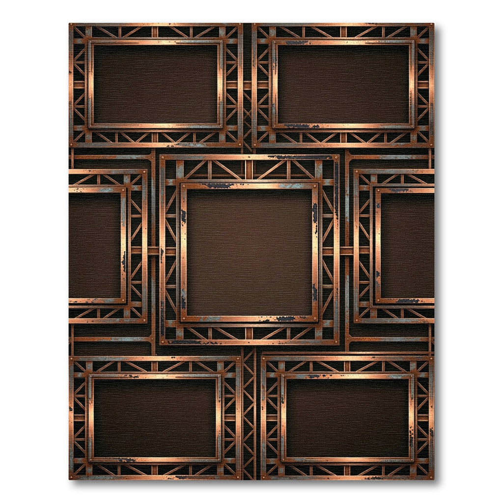 Rustic Copper Industrial Grid Rug