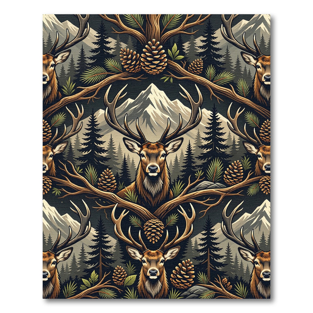 Rustic Mountain Stag Forest Woodland Rug