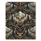 Rustic Mountain Stag Forest Woodland Rug