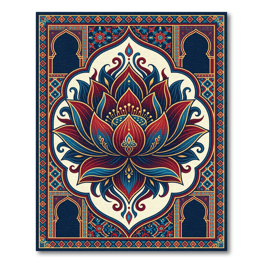 Crimson Blue Lotus Archway Rug