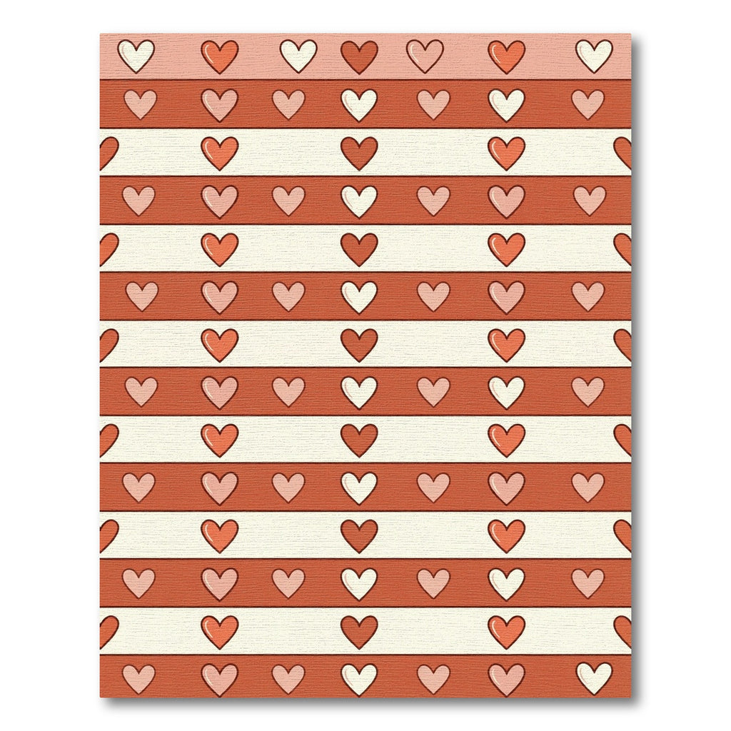 Retro Hearts Stripes Cream Coral Rug