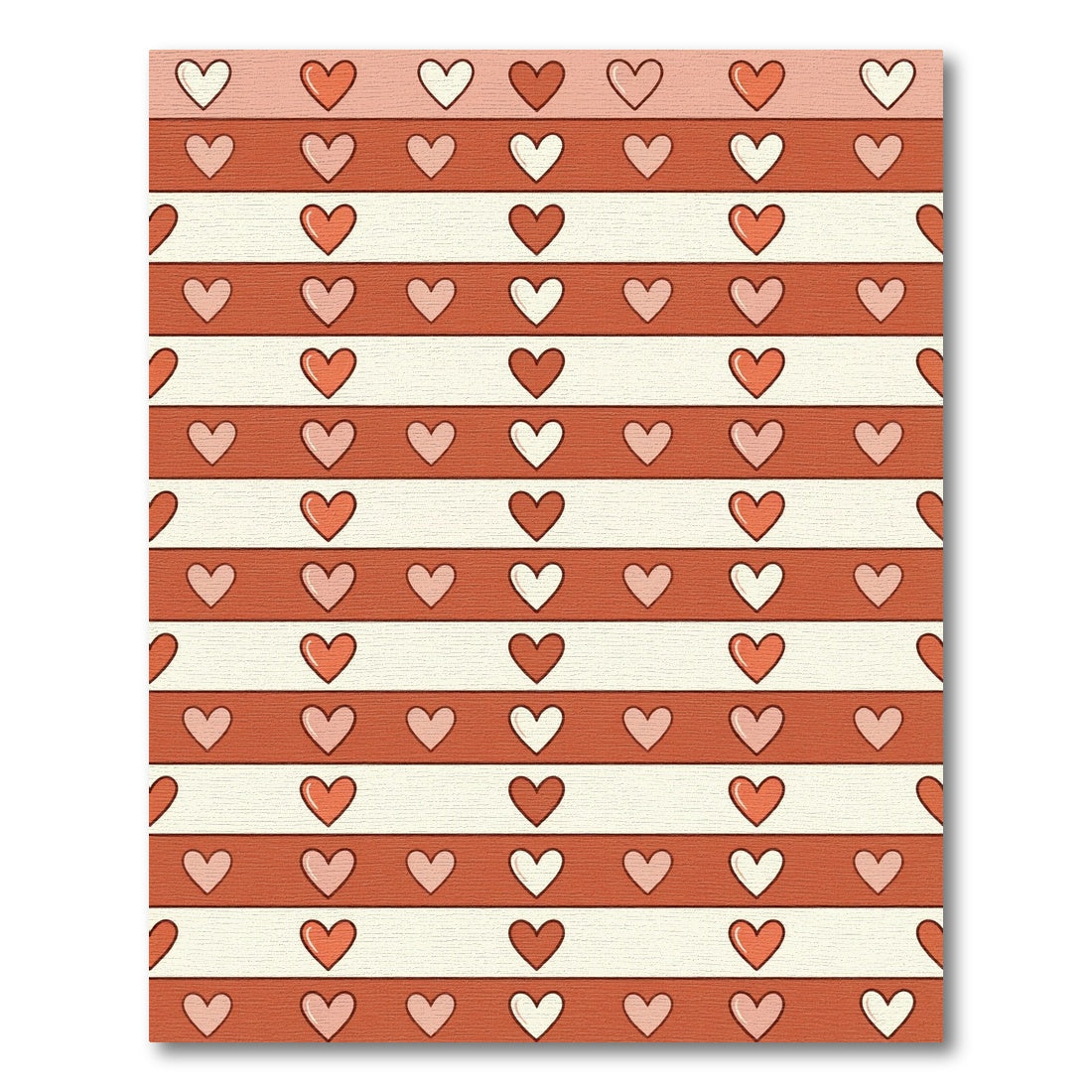 Retro Hearts Stripes Cream Coral Rug