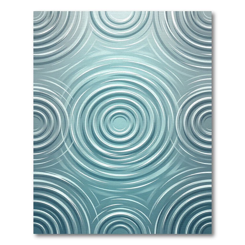 Serene Teal Rippled Concentric Circle Rug