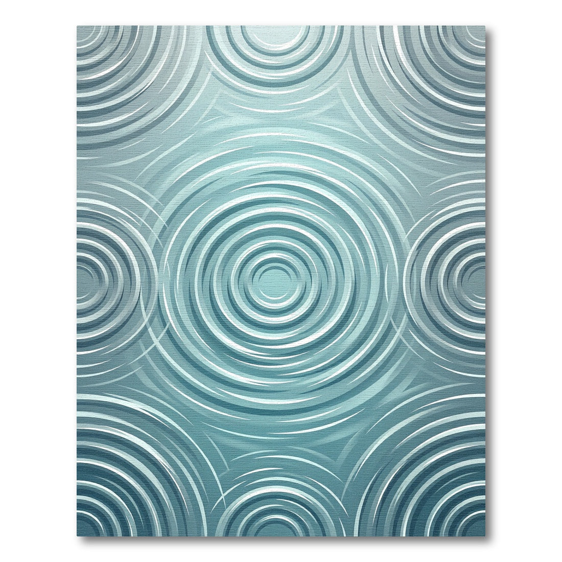 Serene Teal Rippled Concentric Circle Rug