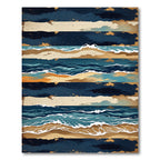 Earthy Coastal Blue Layered Wave Rug