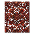 Ornate Crimson Damask Heart Scroll Rug