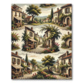 Tuscan Village Scene Floral Arch Rug
