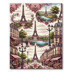 Parisian Eiffel Tower Floral Landscape Rug