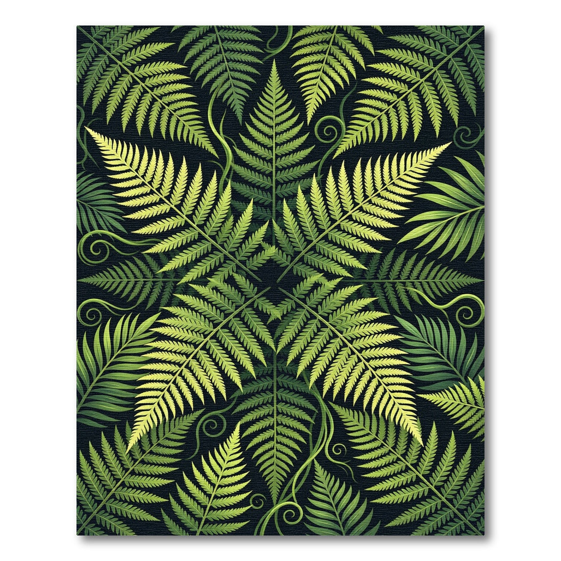 Lush Tropical Fern Forest Botanical Art Rug