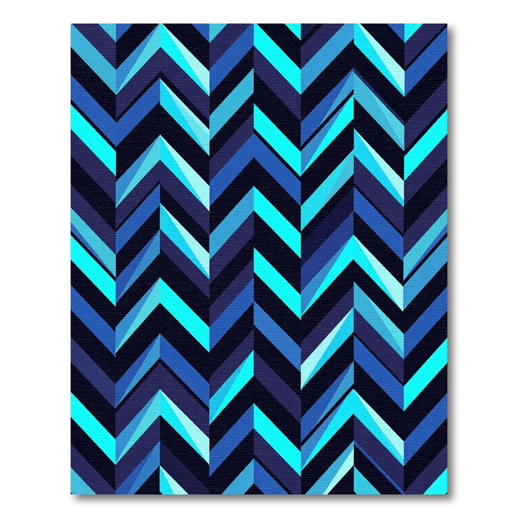 Deep Blue Chevron Geometric Rug