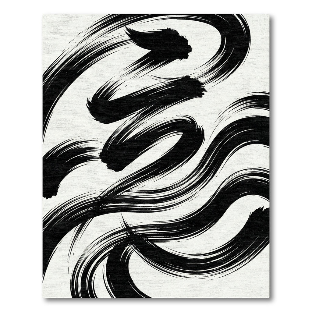 Minimalist Black and White Brushstroke Rug