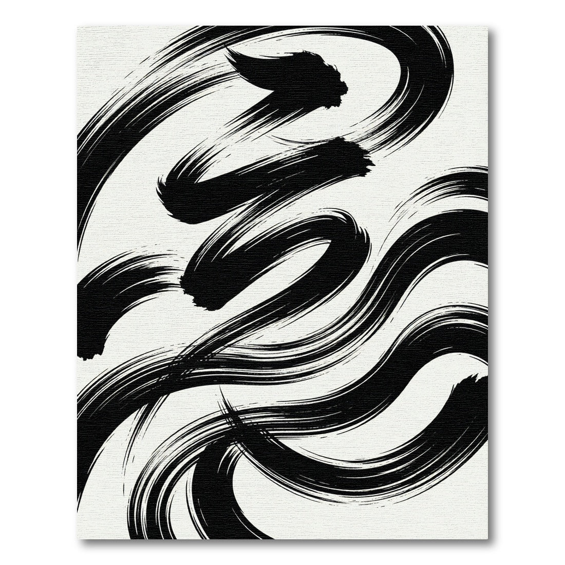 Minimalist Black and White Brushstroke Rug