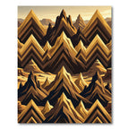 Golden Jagged Peaks Landscape Rug