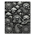 Monochromatic Floral Paisley Cloud Collage Rug