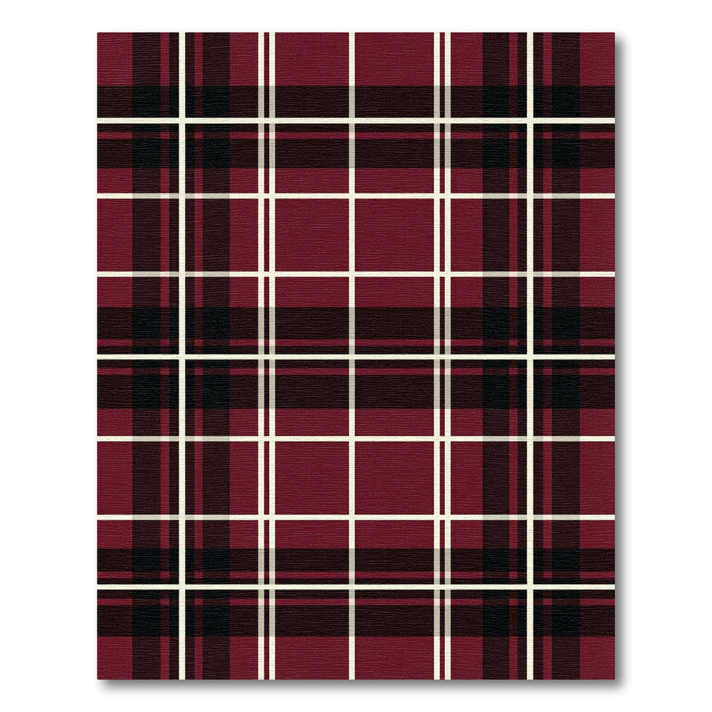 Deep Red Black Plaid Tartan Weave Rug