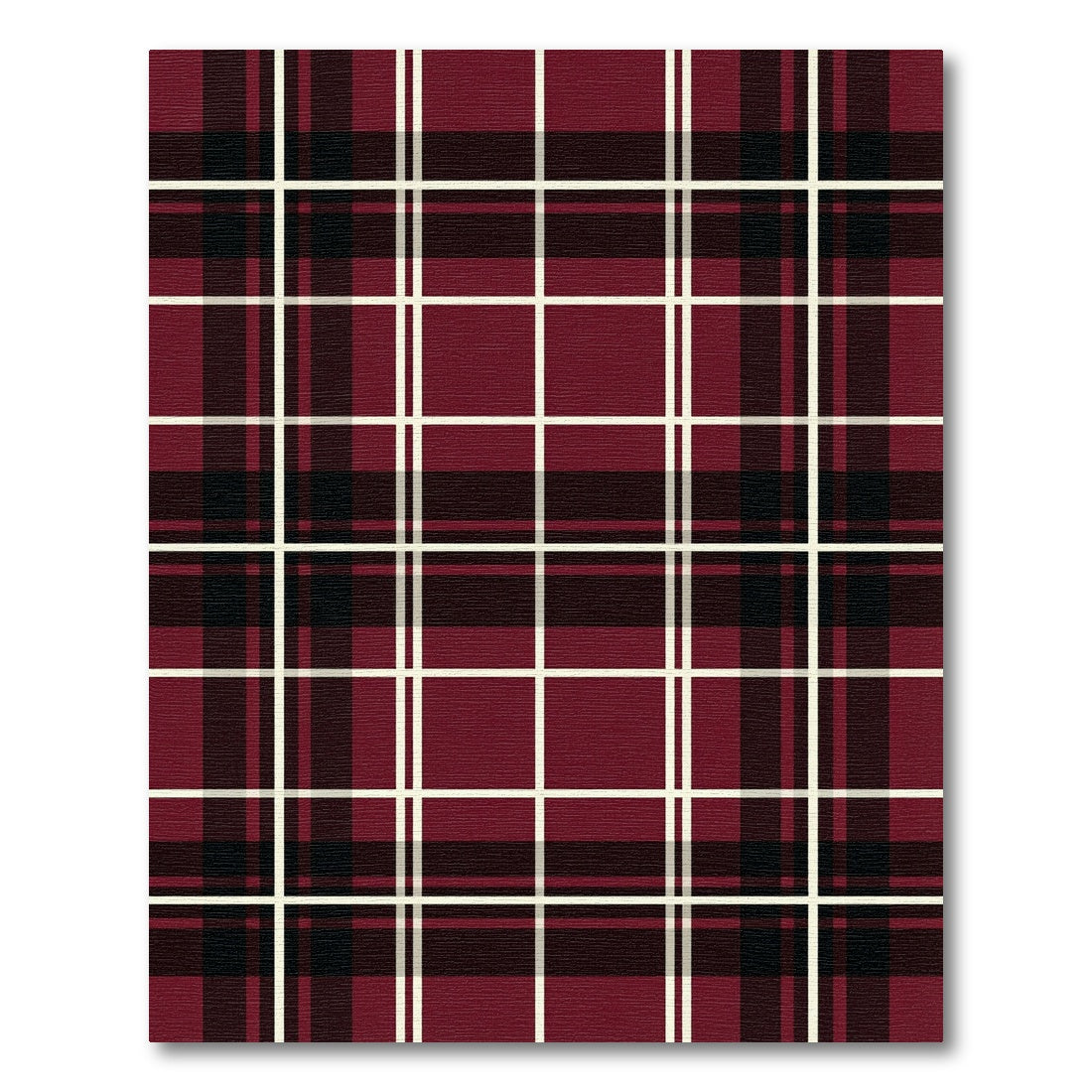 Deep Red Black Plaid Tartan Weave Rug