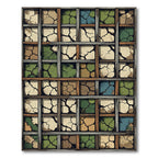 Cracked Earth Tiles In Wood Grid Rug