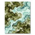Modern Olive Forest Abstract River Rug