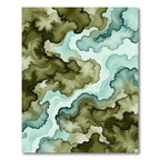 Modern Olive Forest Abstract River Rug