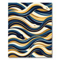 Wavy Serpent Abstract Blue Gold Rug