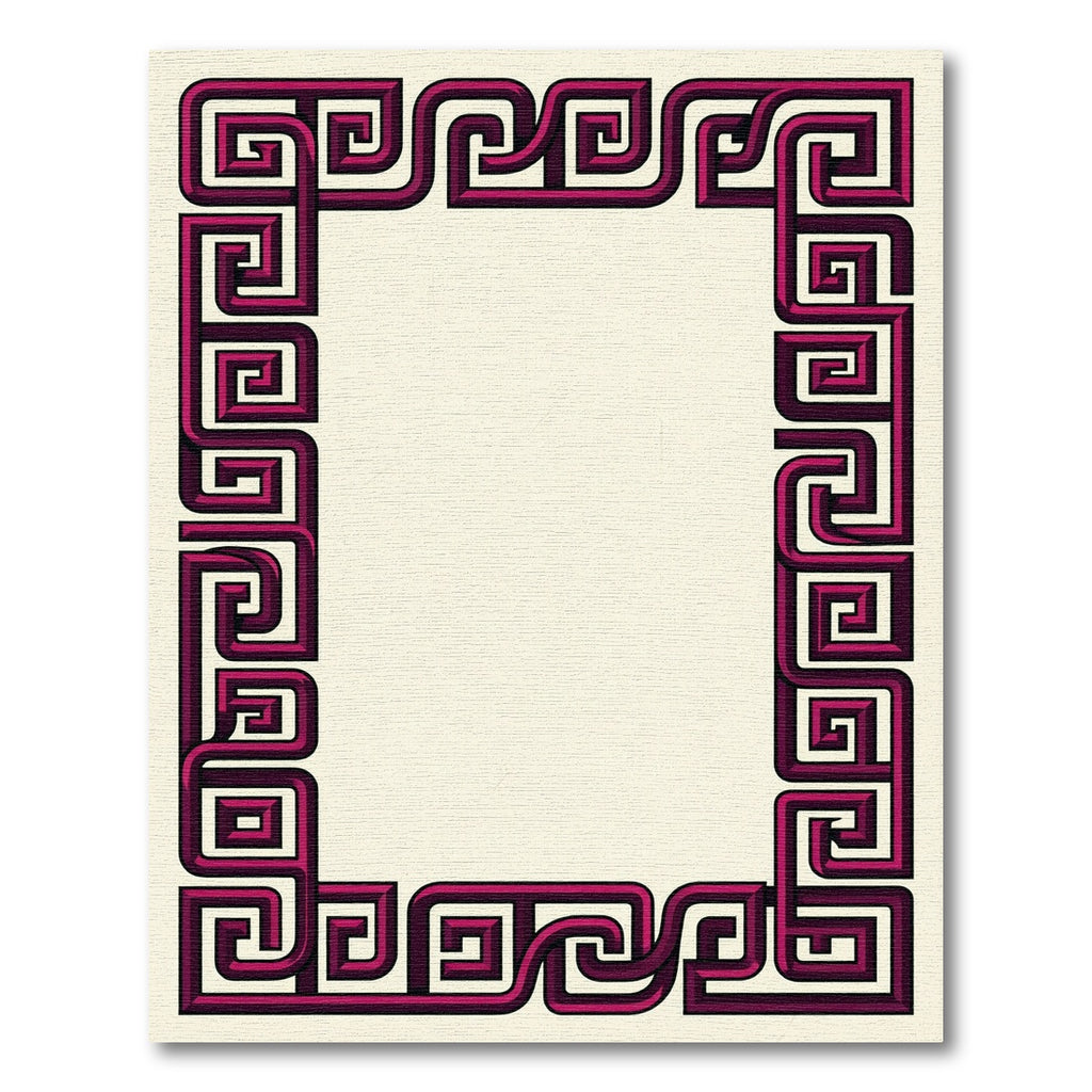 Deep Magenta Maze Border Rug
