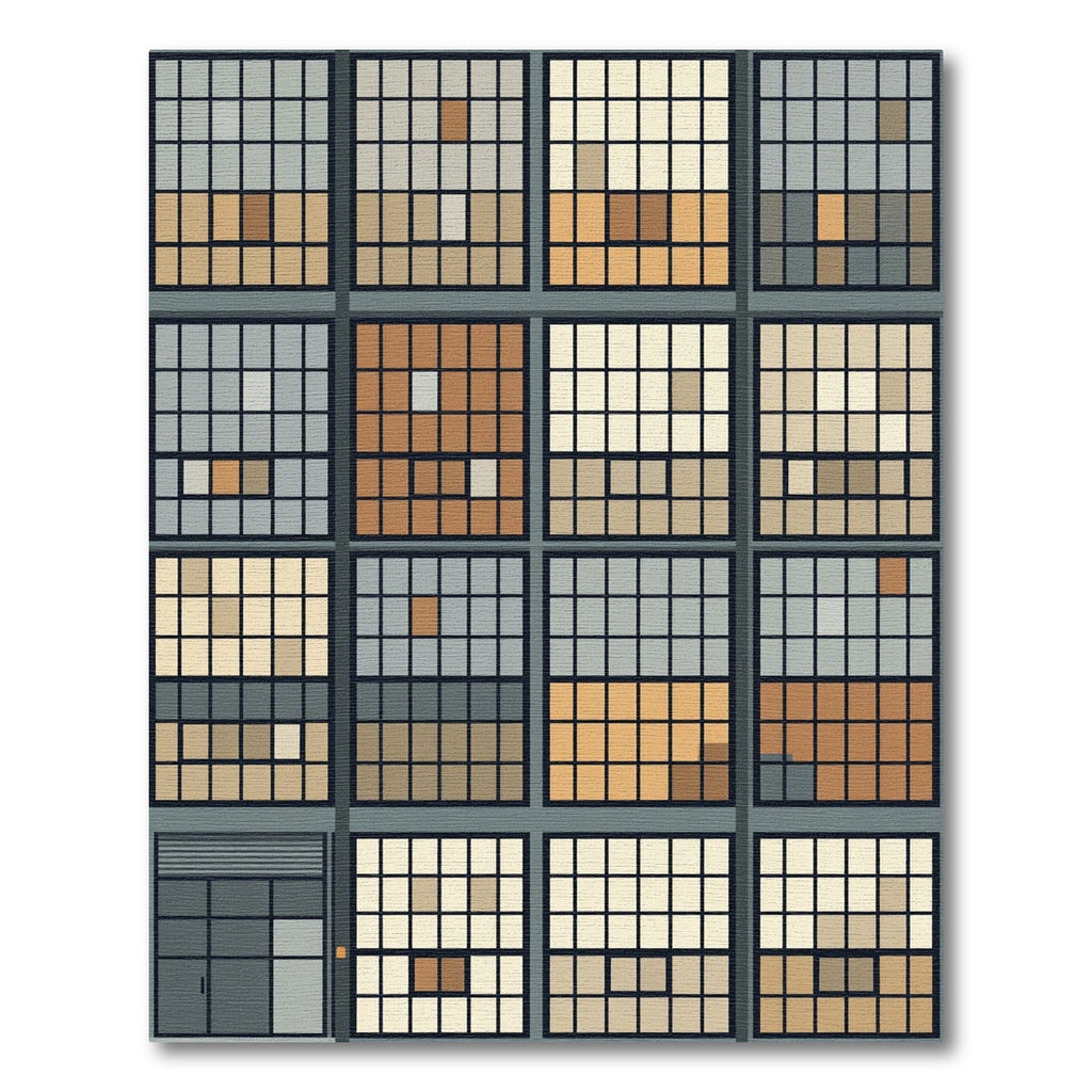 Minimalist Geometric Grid Blocks Rug