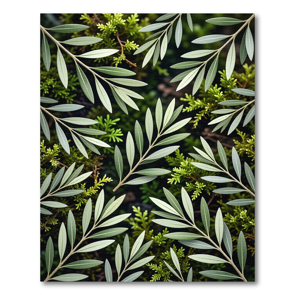 Lush Green Olive Branch Botanical Rug