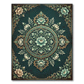 Ornate Teal Blossom Medallion Rug