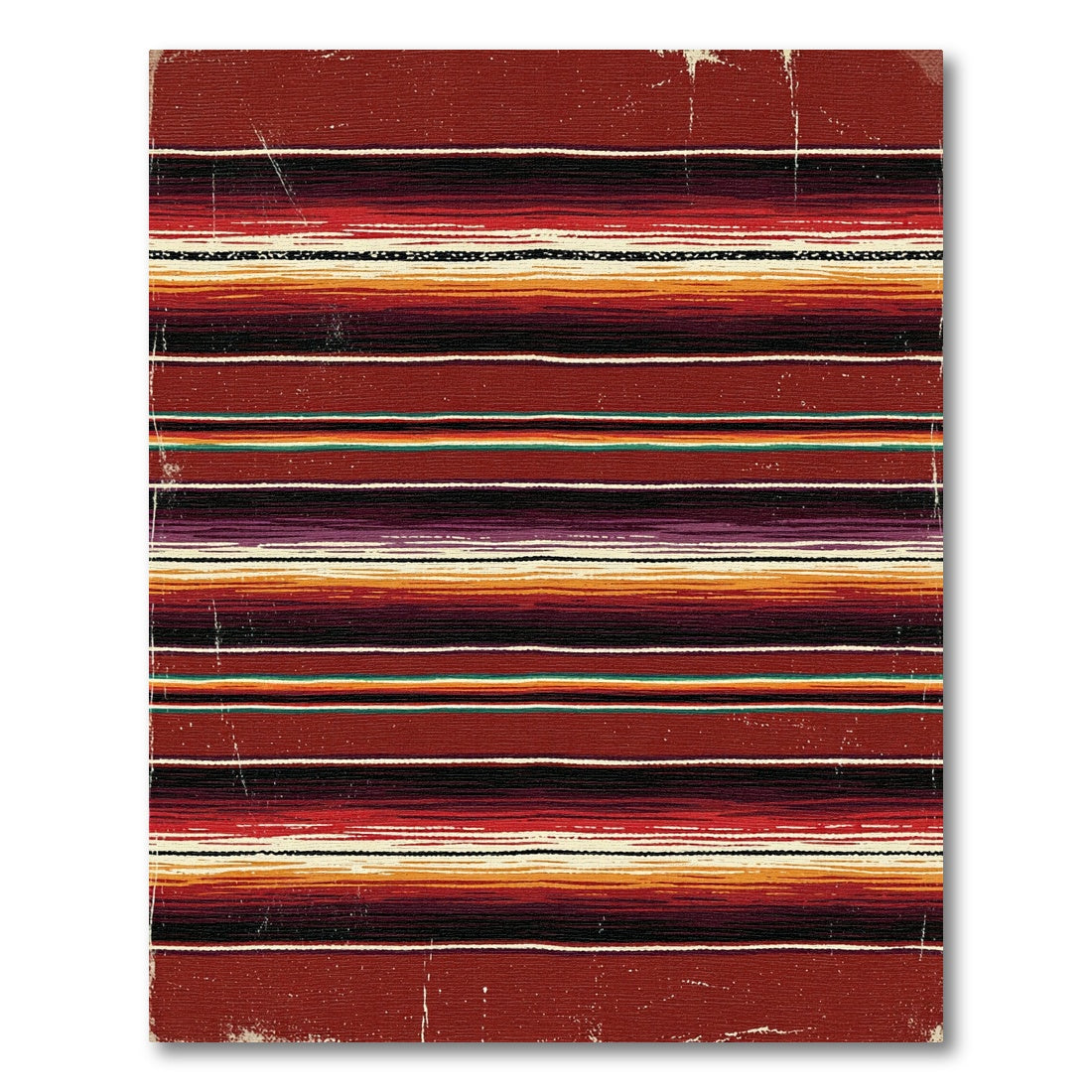 Rustic Crimson Multi-Stripe Blanket Rug