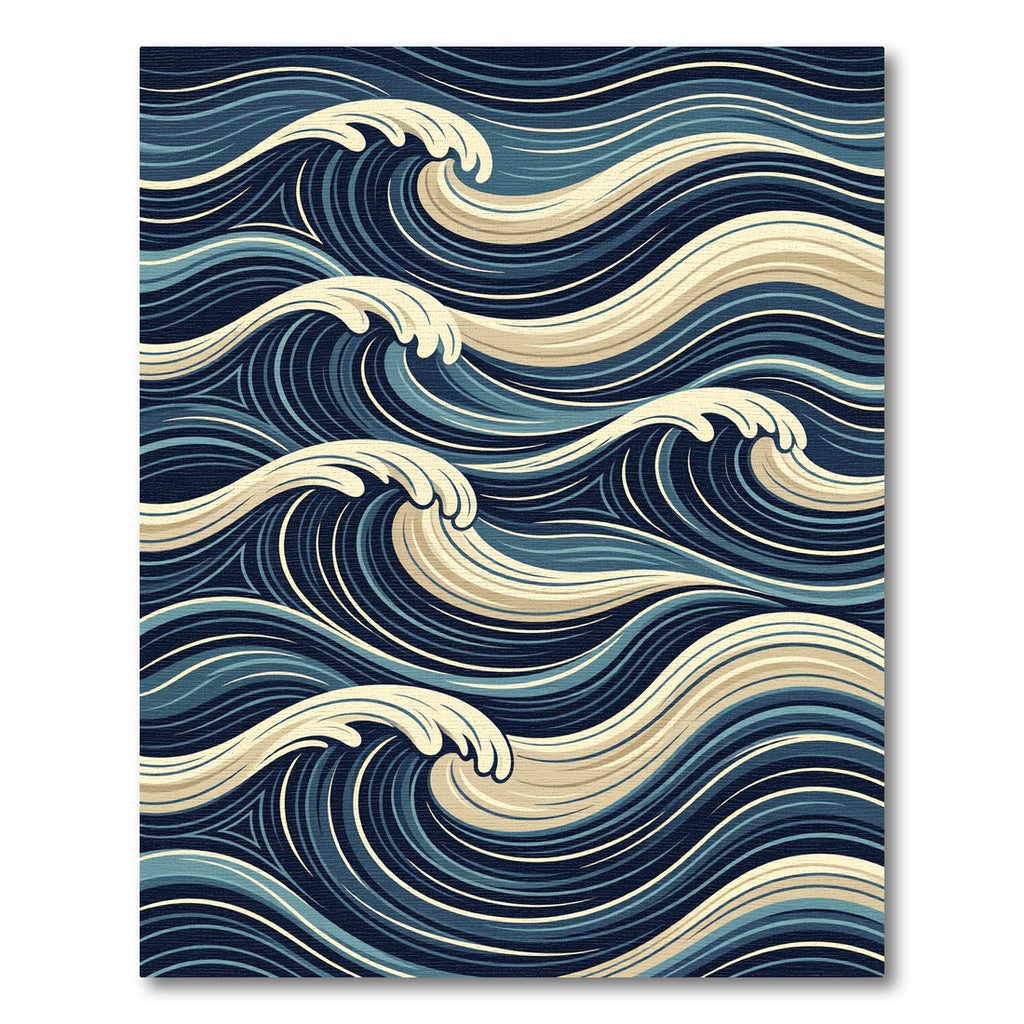 Deep Blue Swirling Wave Harmony Rug