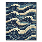 Deep Blue Swirling Wave Harmony Rug