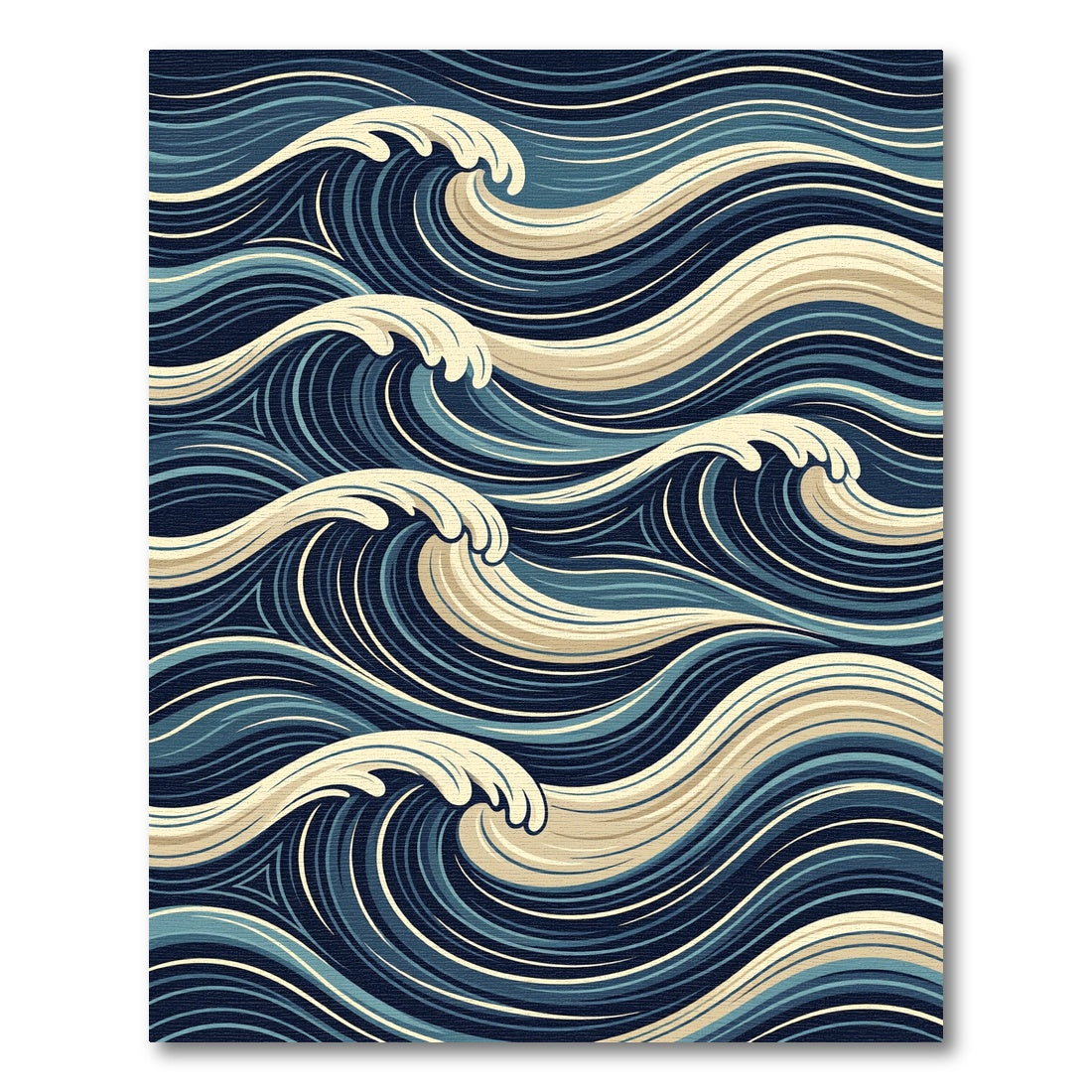 Deep Blue Swirling Wave Harmony Rug