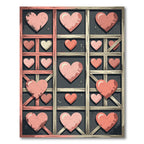 Distressed Pink Heart Grid Illustration Rug