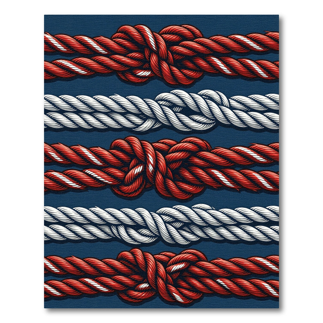 Red White Nautical Knotted Rope Rug