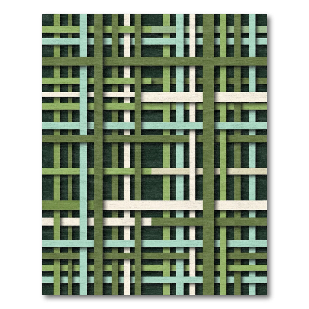 Green Intersecting Lines Weave Rug