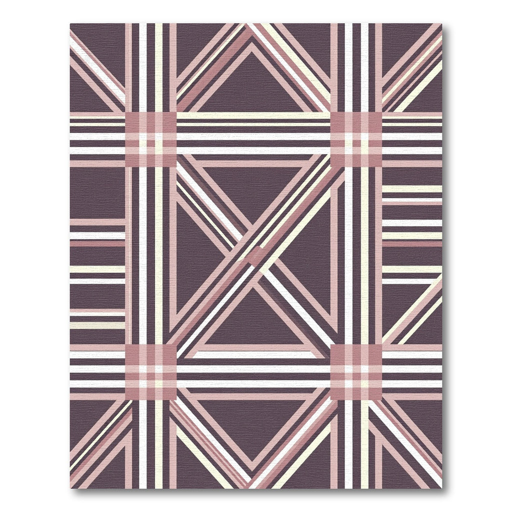 Plum Pink Geometric Plaid Lines Rug