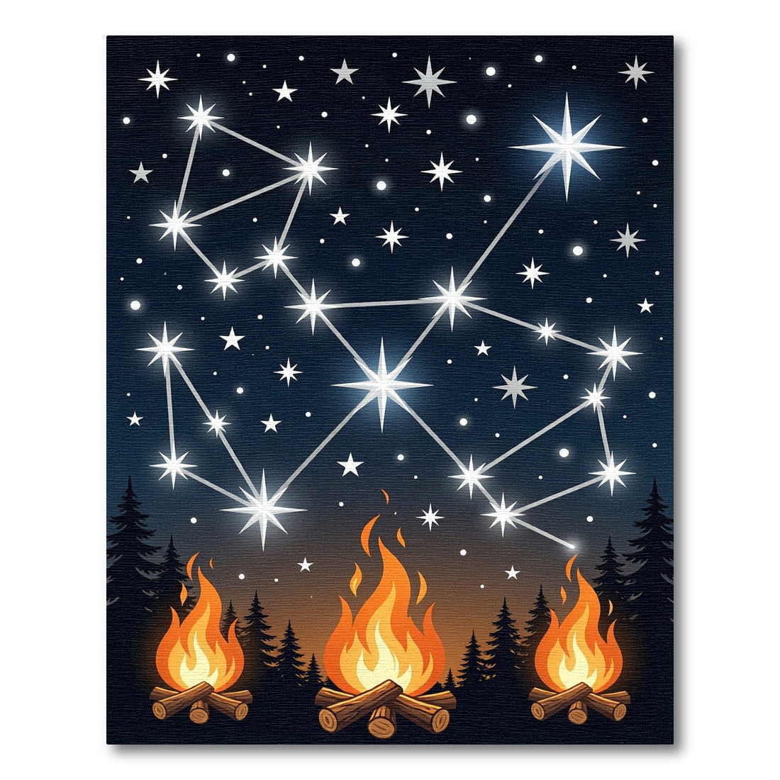 Nocturnal Glowing Constellation Campfire Art Rug