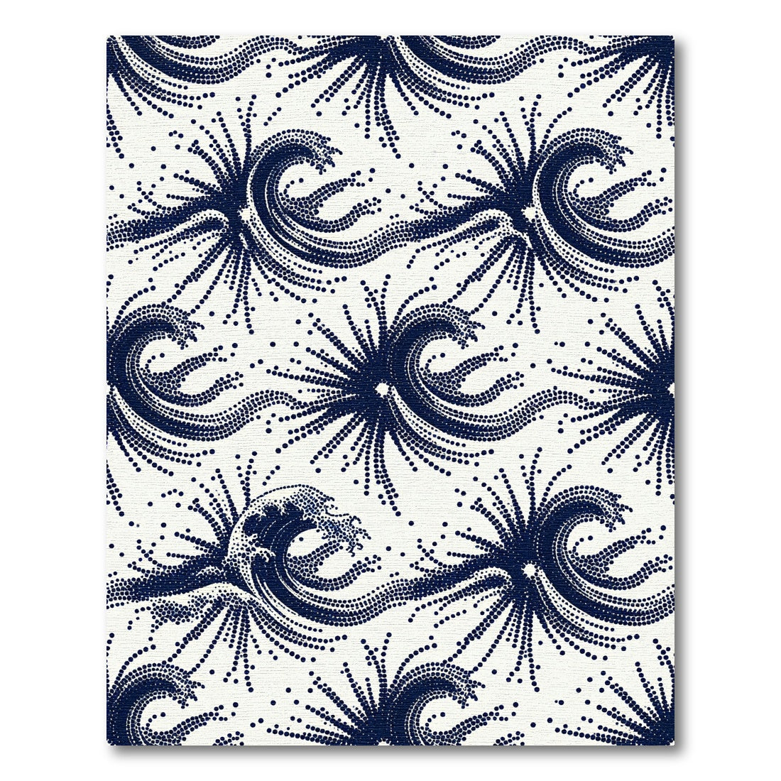 Japanese Blue Dot Wave Aesthetic Rug