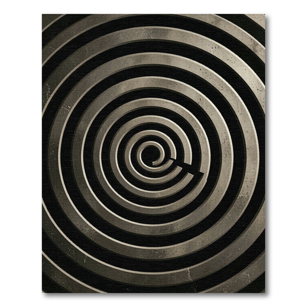 Monochromatic Gray Spiral Maze Rug