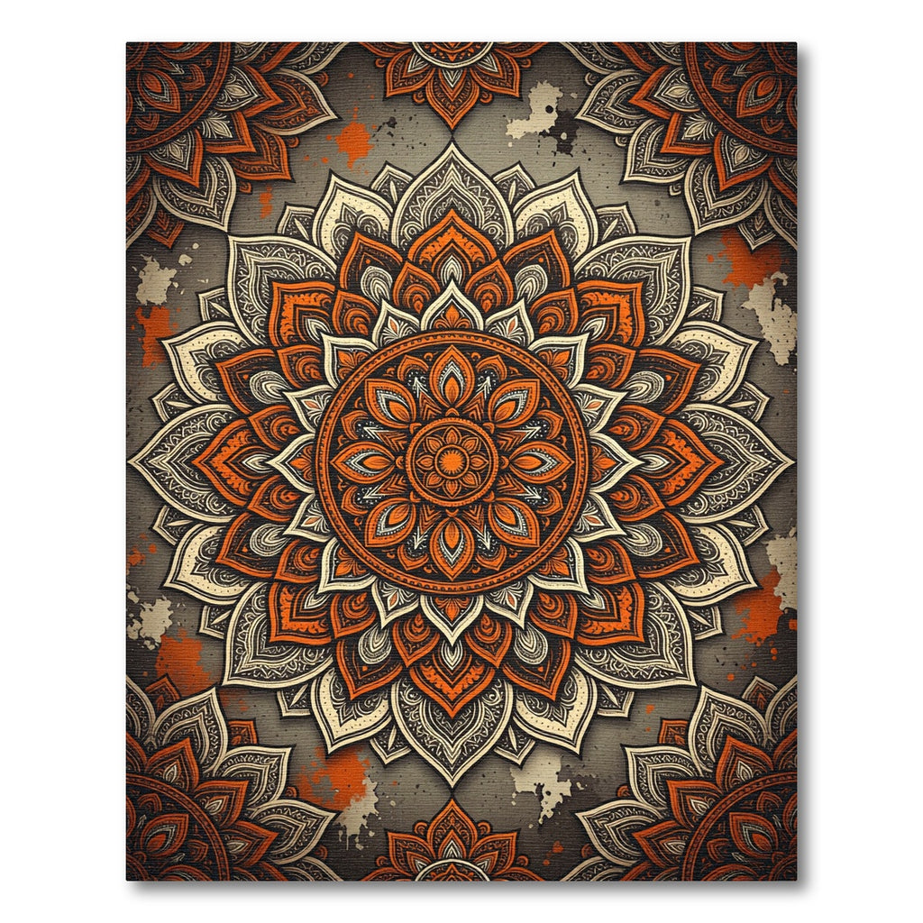 Burnt Orange Mandala Floral Medallion Rug