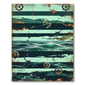 Nautical Deep Sea Stripe Compass Rug