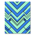 Geometric Mint and Azure Chevron Layered Rug