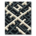 Modern Monochrome Geometric Interlocking Maze Rug