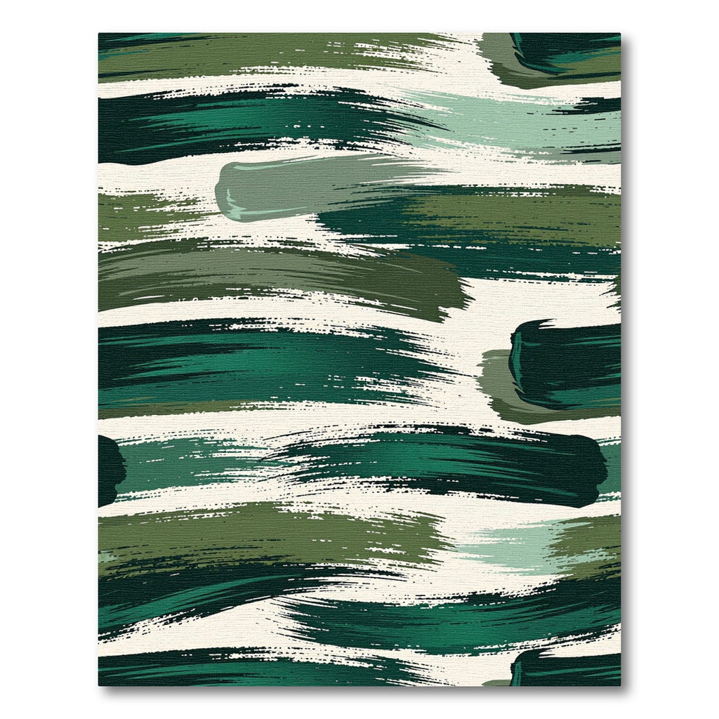 Abstract Forest Green Painted Brushstroke Rug