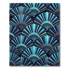 Art Deco Blue Gold Fan Repeat Rug