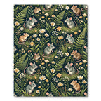 Whimsical Mice and Meadow Flower Field Rug
